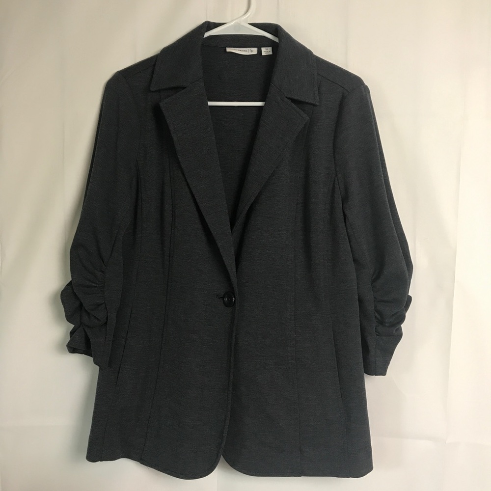 Susan Graver Gray Blazer XS Stretch Pockets TP